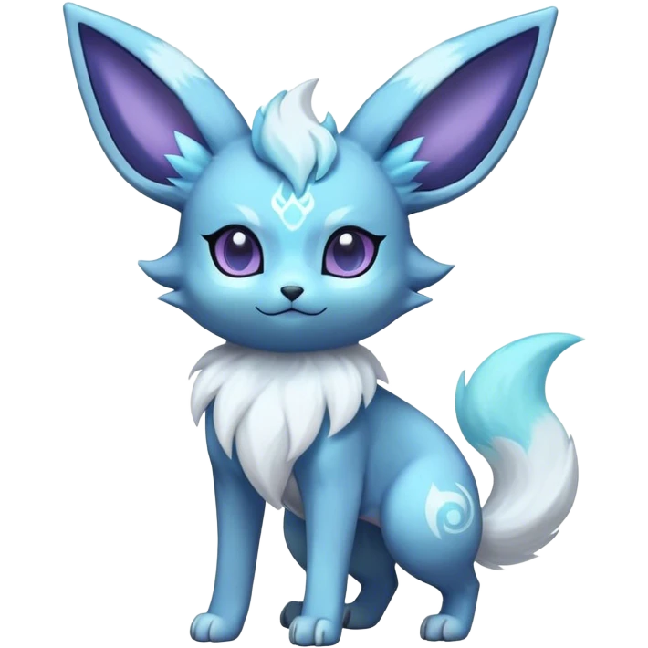 Fluffy celestial Glaceon-Espeon-Umbreon-hybrid, full body emoji