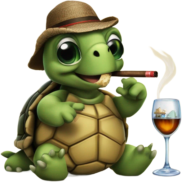 Turtle with cigar and glass of rum   Name Yomi Tur2 emoji