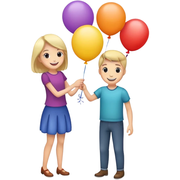 two people holding onto a balloon emoji