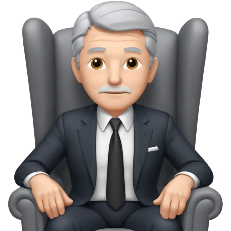 elderly businessman sitting in an armchair, wearing a formal suit and tie, gray hair, confident wise expression, corporate boss vibe, 3D cartoon style, mobile game icon style, clean background, no text, no watermark
 emoji