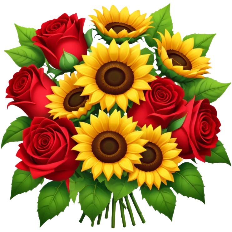 Sunflower and red rose bouquet  emoji
