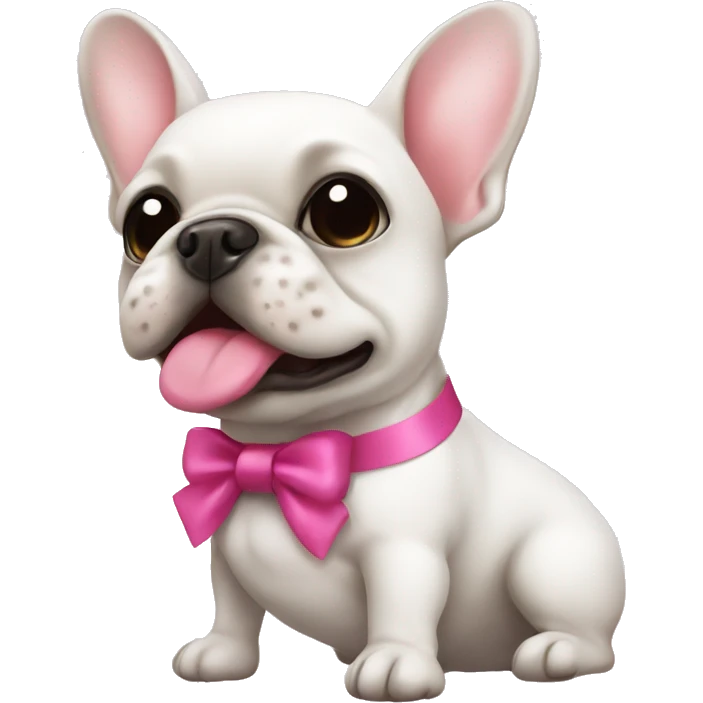 White frenchie with pink bow emoji