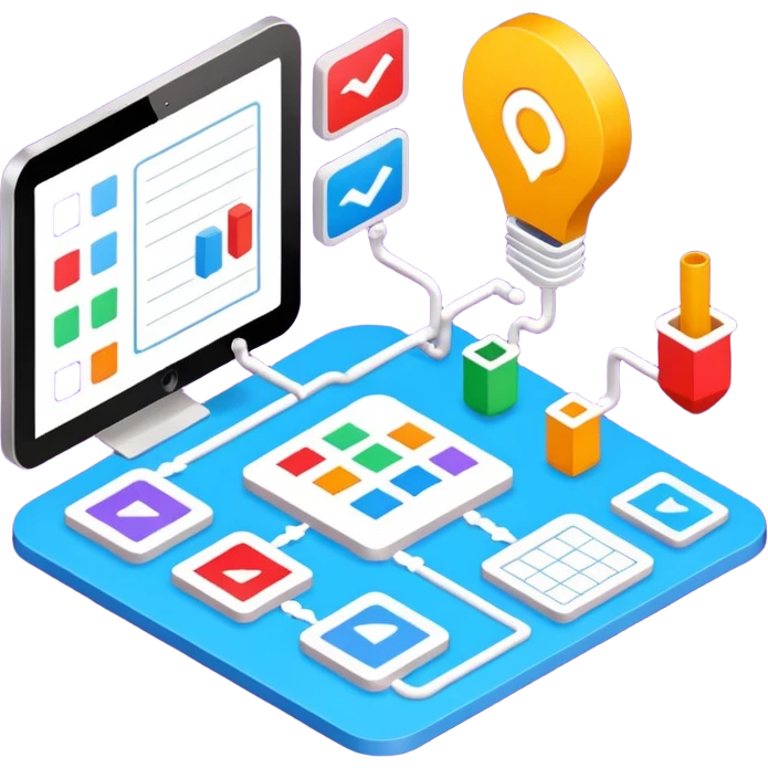 isometric image of workflow process creation emoji