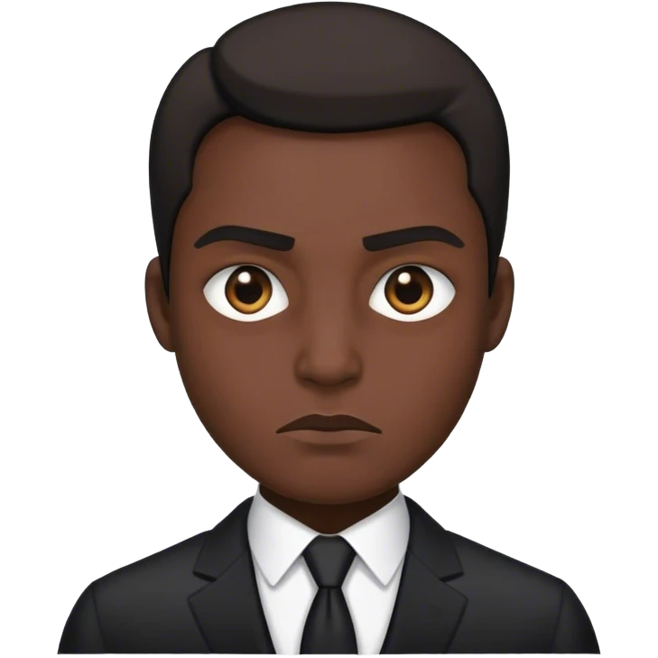 segurança de terno preto, com cara fechada emoji