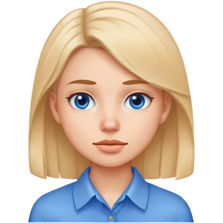 girl in blue collared shirt skinny face emoji