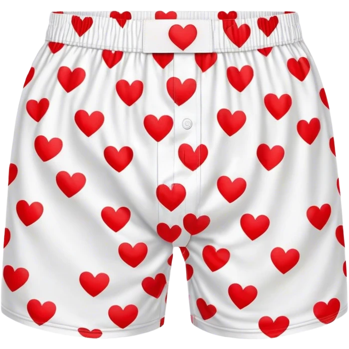 Red heart patterned white pair of boxers emoji