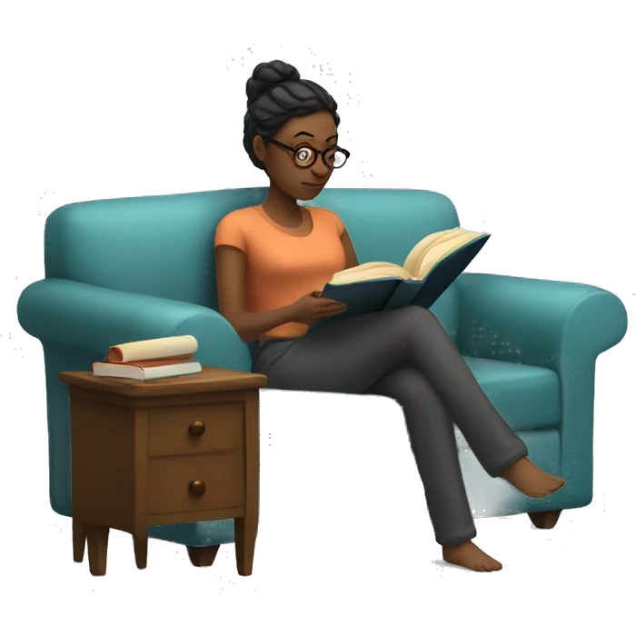 Women reading a book in a sofa emoji