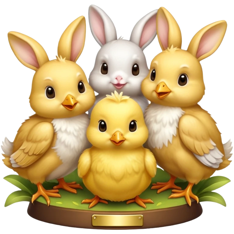spring trophy with baby chicks and bunnies emoji