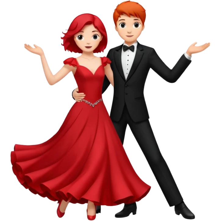Ballroom dancing with girlred and boyblack  g emoji