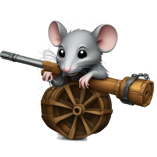 Rat with a 6 barrel minigun made of wood and metal  emoji