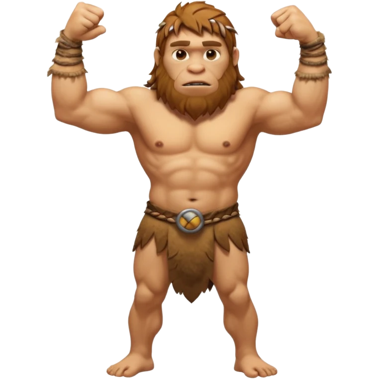 A full-bodied Neanderthal, dressed in a loincloth, points his thumb to the right
 emoji