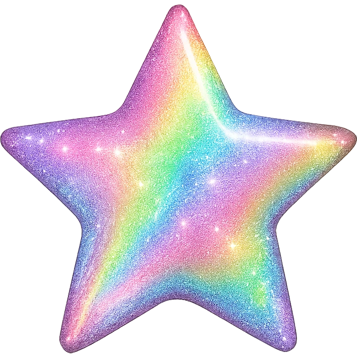 tiny star with a rainbow shimmer, glamorous and stylish, no background emoji