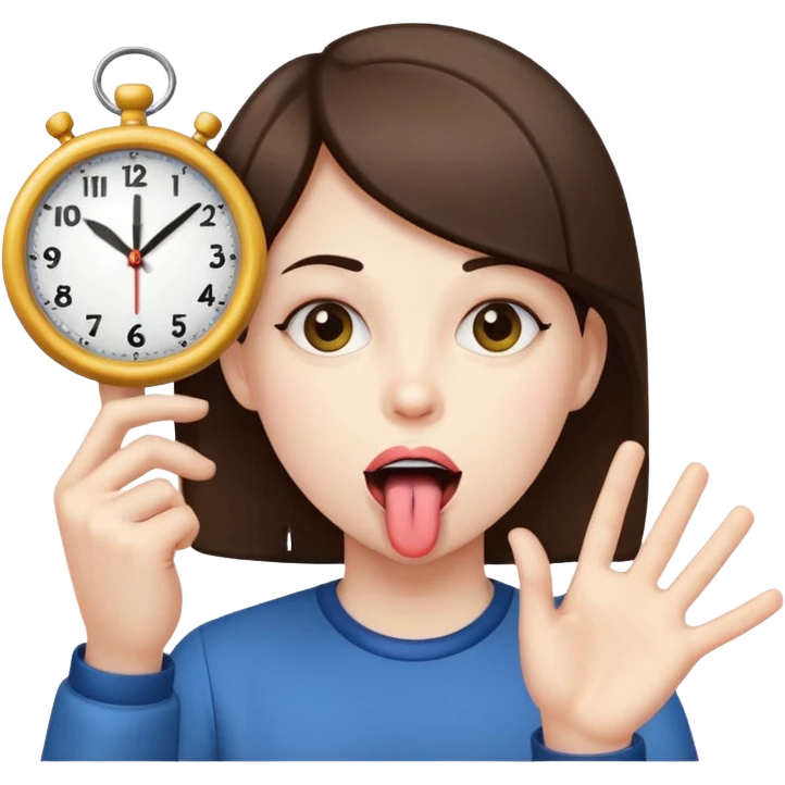 Stick tongue out with the clock it fingers ￼ emoji