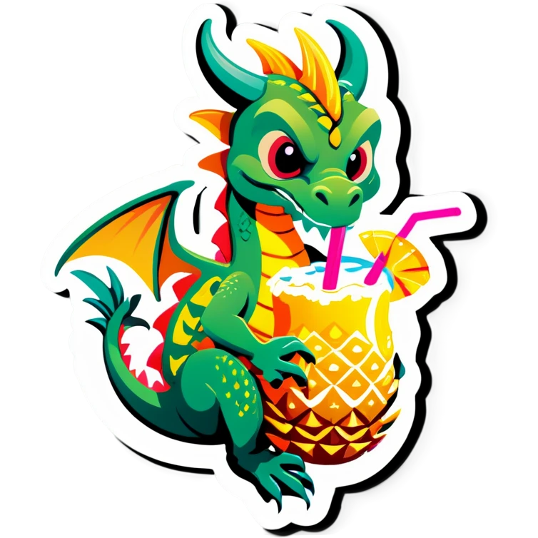 Dragon drinking a piña colada  emoji