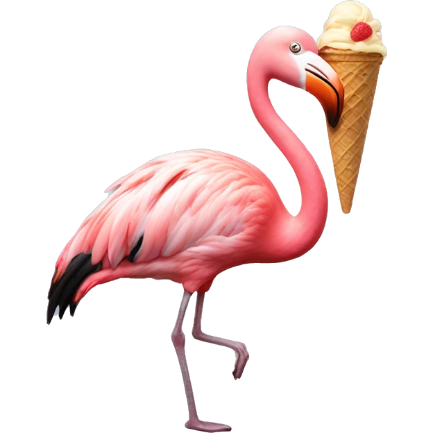 Flamingo eating ice cream in the Bahamas emoji