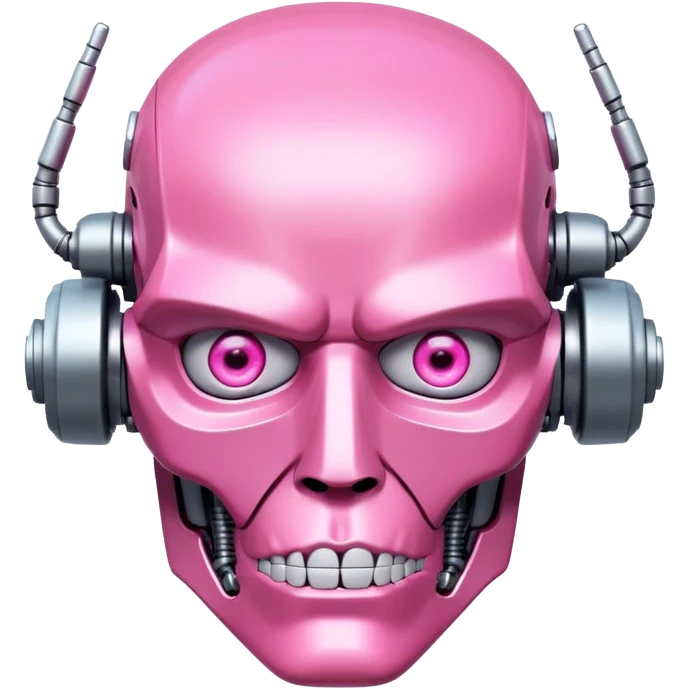 schwarzenegger-like pink terminator with pink robotic eye emoji
