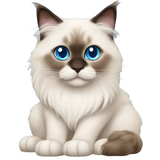 himalayan ragdoll cat with light blue eyes and brown ears brown paws and nose  emoji