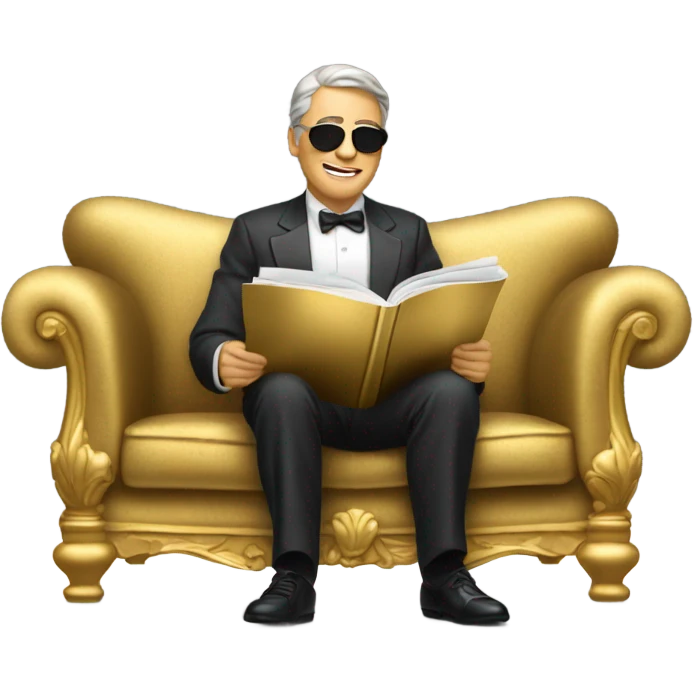 Billionaire reading gold magazine emoji