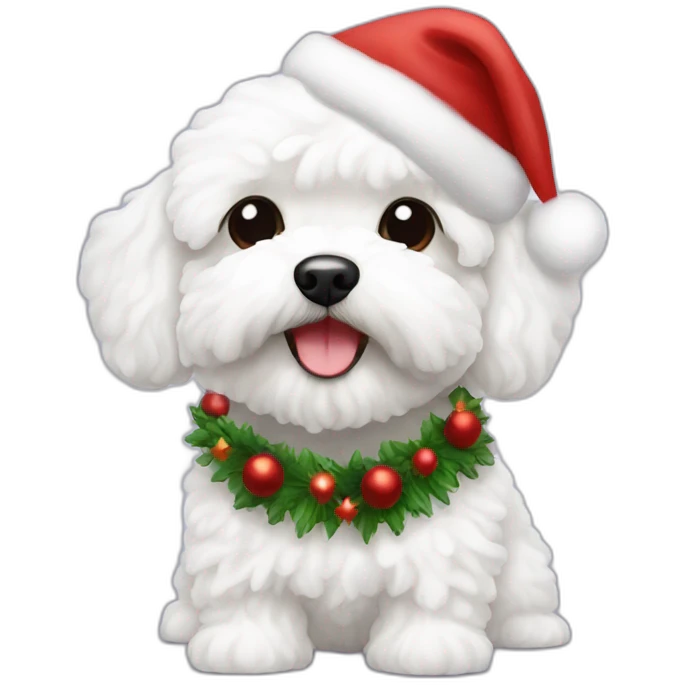 Christmas white maltipoo emoji