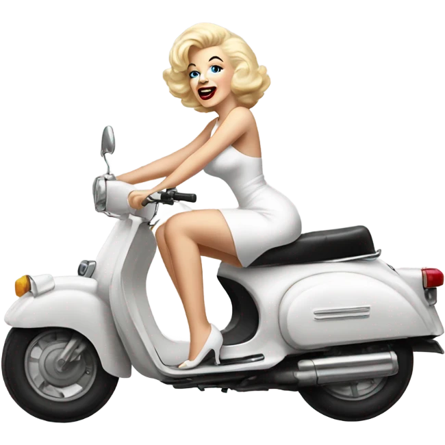 Marilyn Monroe riding a moped in her white dress emoji