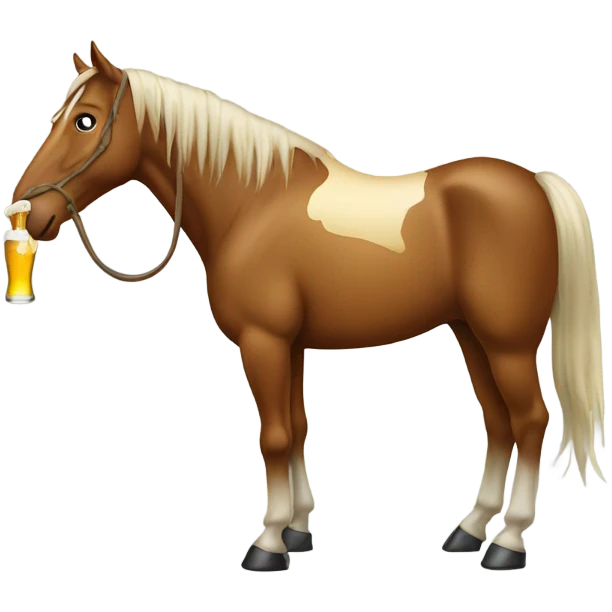 A Horse holding a beer with its len  emoji