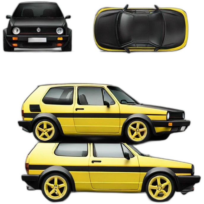 volkwagen golf 2 noir avec les feu jaune emoji