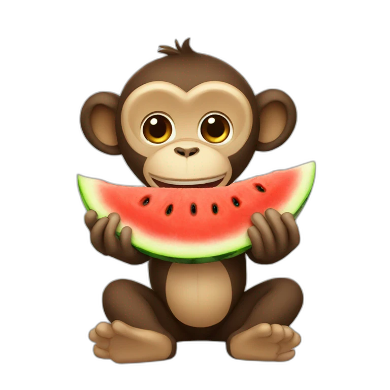 Monkey eating watermelon emoji