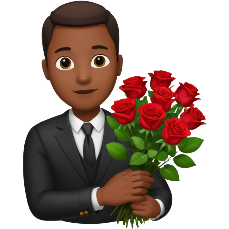 Black Male hand give a bogue of flowers emoji