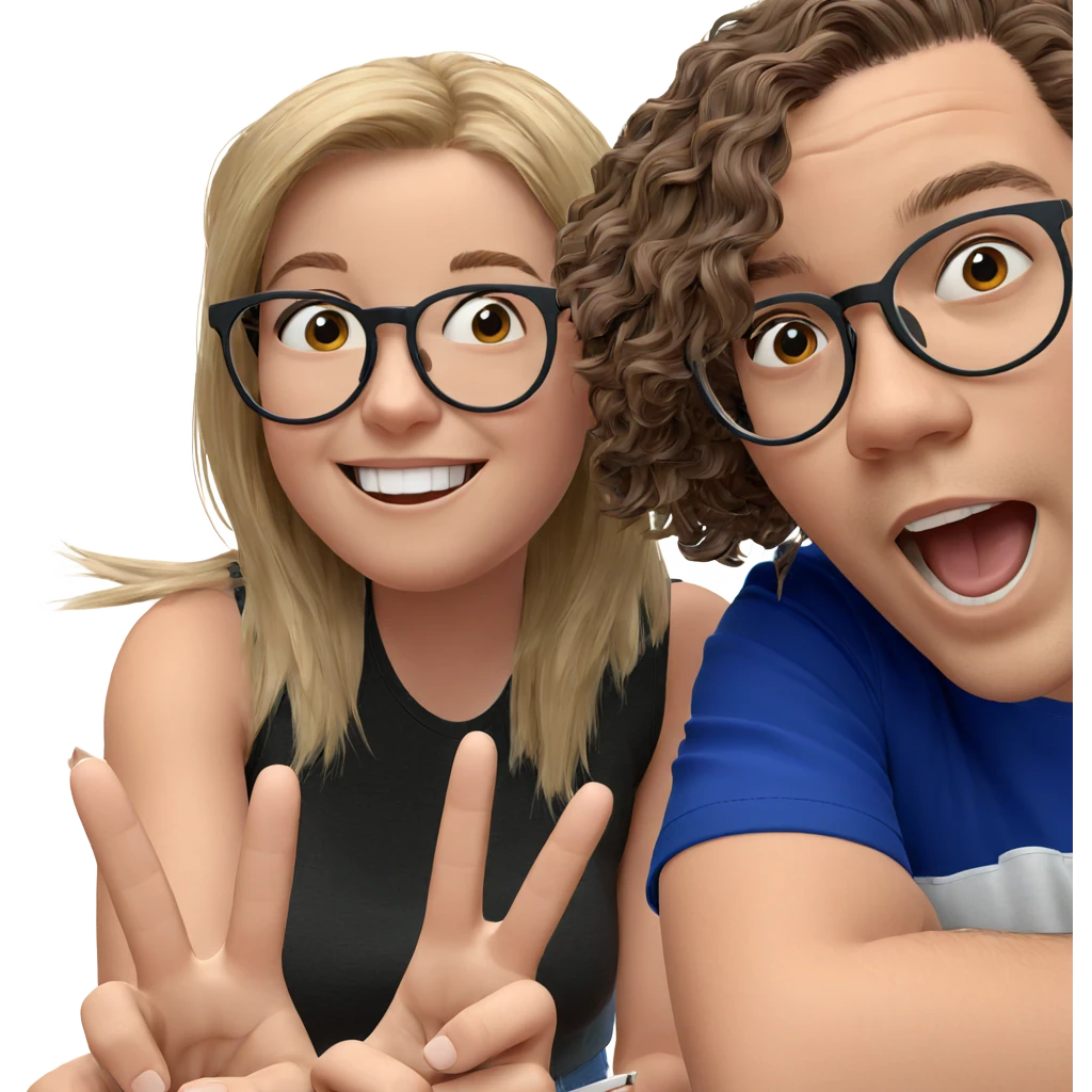 smiling duo in casual style emoji