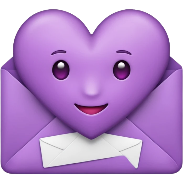 IOS's love letter emoji but with a purple heart instead of a red heart, closed emoji