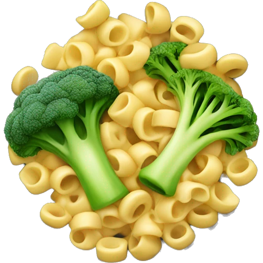 dish with macaroni and pieces of broccoli emoji