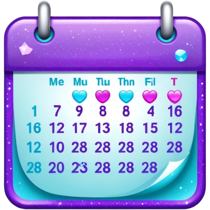 glitter purple and cian calendar emoji