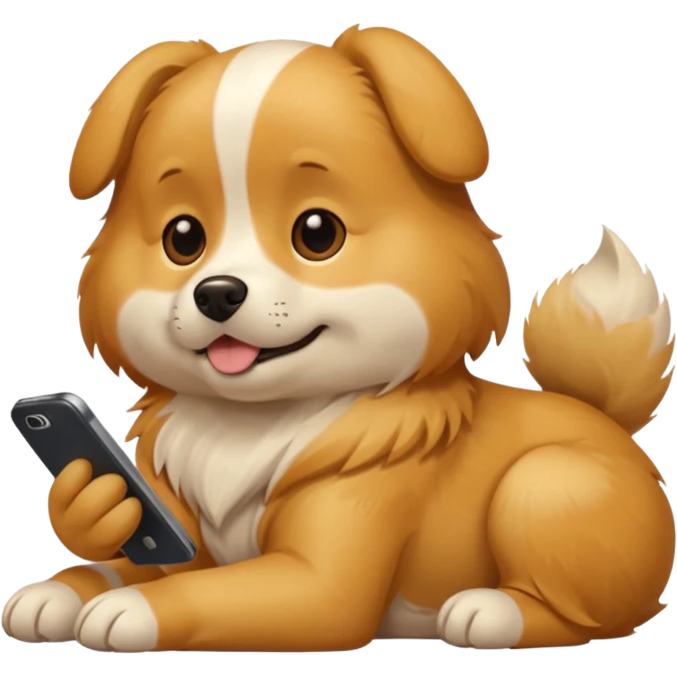 Dog laying down watching the phone emoji
