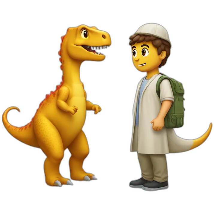 Couple musulman sur le dos d’un dinosaure emoji