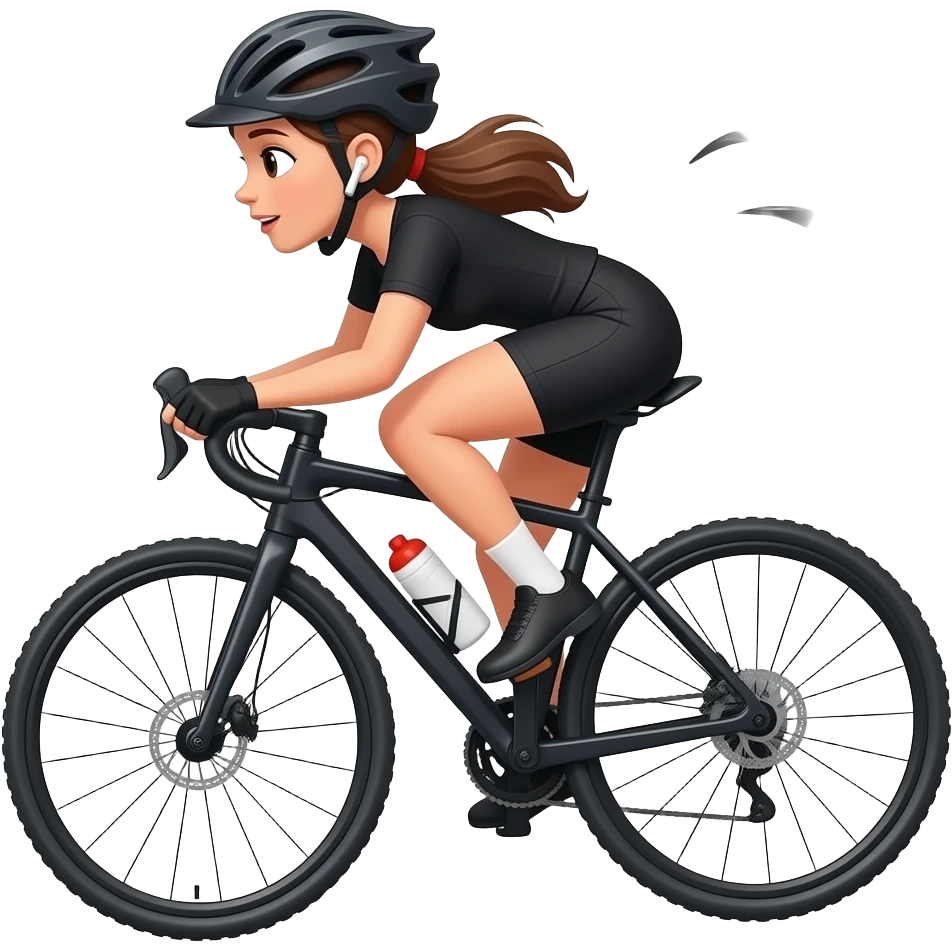 Girl in black, Dropped and crashed AirPods when cycling down hill emoji