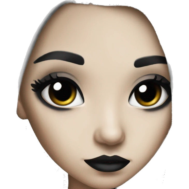 goth girl with long black hair & with white foundation and black eyeliner emoji