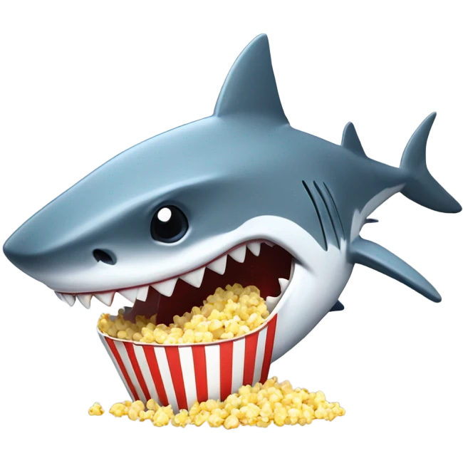 Shark  eat popcorn  emoji