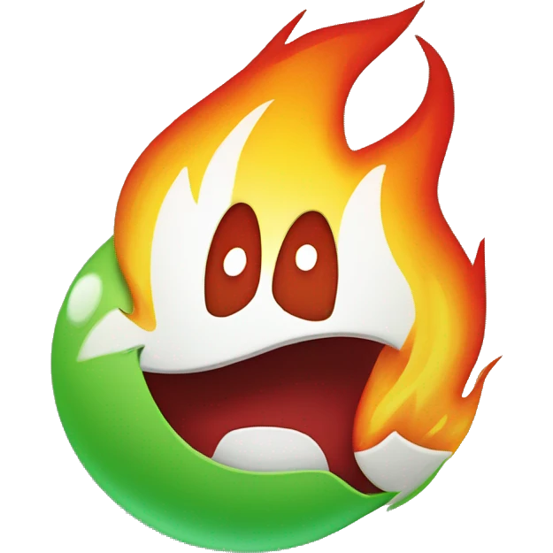 happy red flame with green chart emoji
