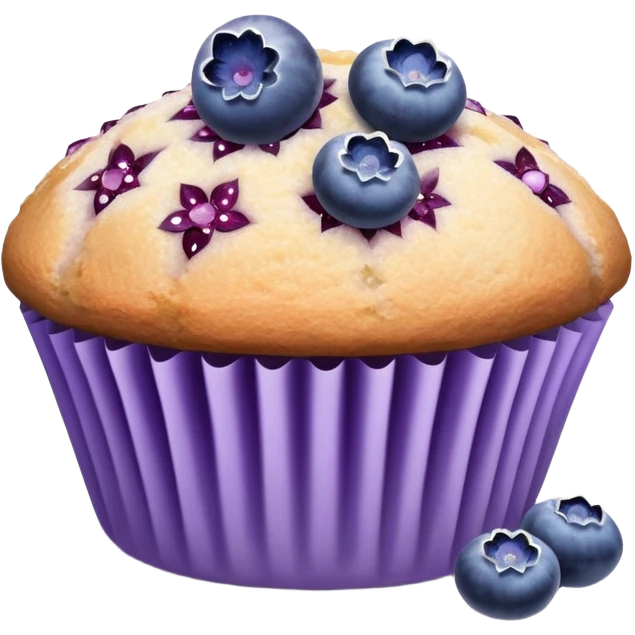 Lavender sprig flower muffin with blueberry and sugar crystals emoji