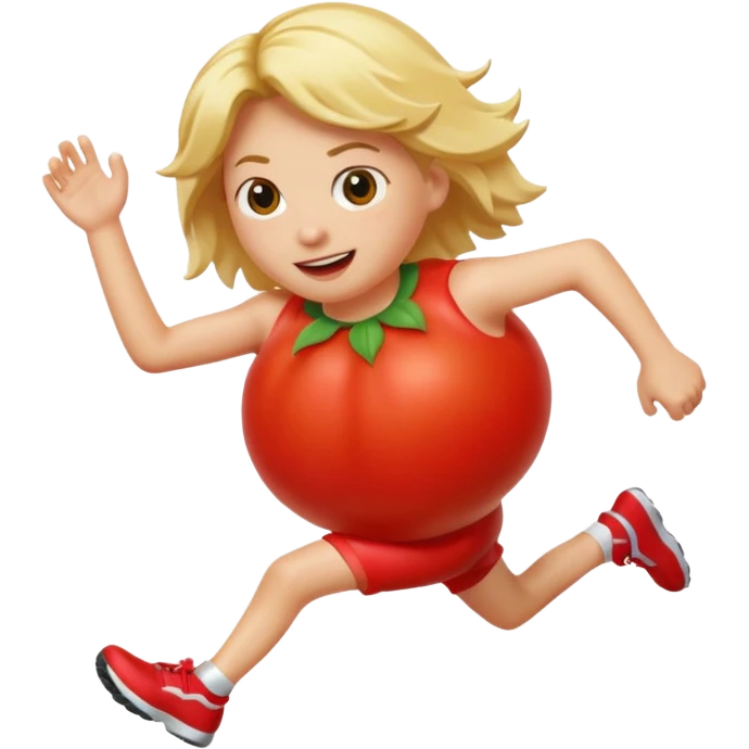 running tomato with legs blond hair emoji