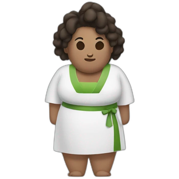 fat woman taekwondo with pimples brunette with a little dark skin emoji