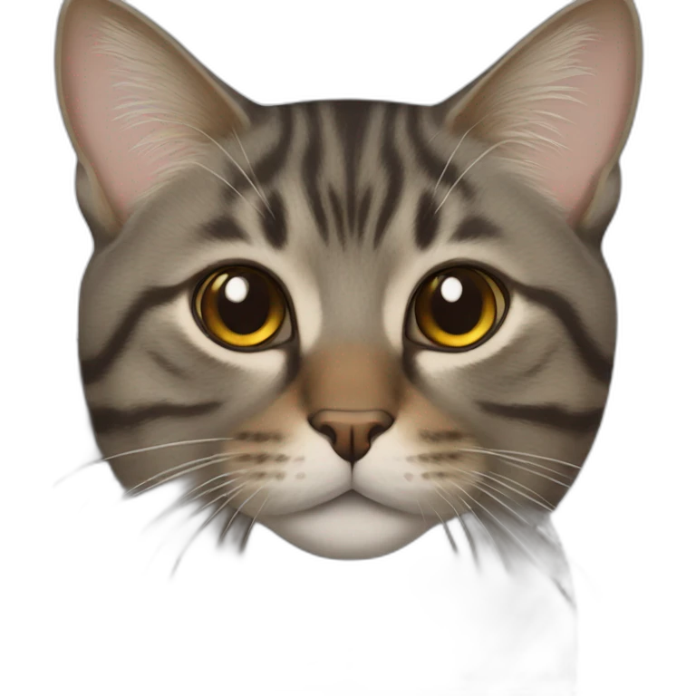 Tabby dark grey brown cat small eye emoji