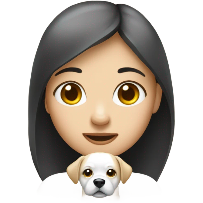 Mädchen mit weißem Chau chau hund emoji