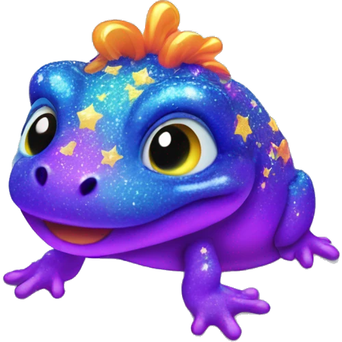 Two Kawaii neon glitter newt emoji    emoji