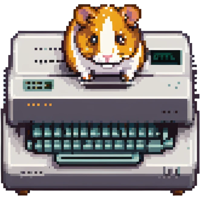 pixel art of a hamster standing on an old dot matrix printer emoji