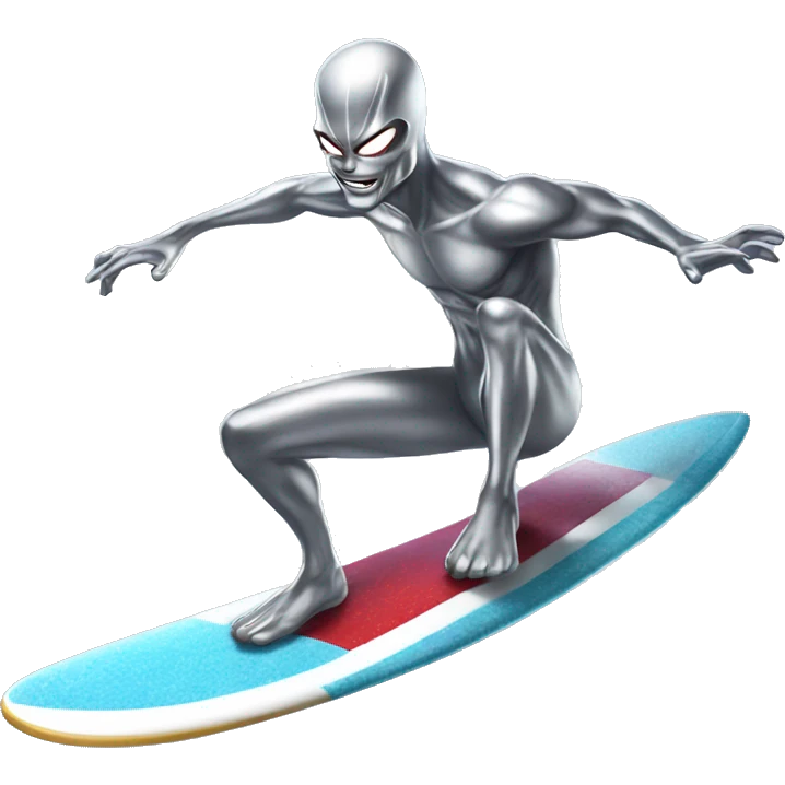 The marvel character silver surfer riding a surf board  emoji