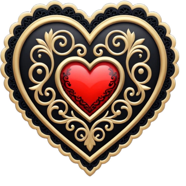 goth heart with a black lace medallion emoji