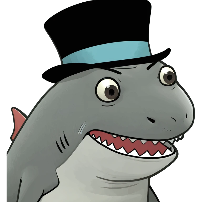 Shark with a top hat emoji