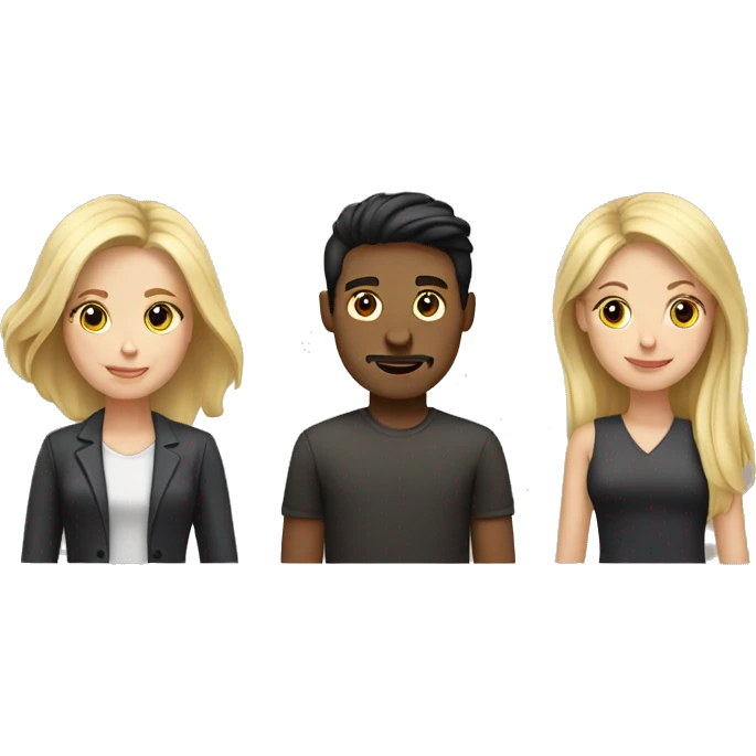 3 people...2 blond woman 1 man with dark hair emoji