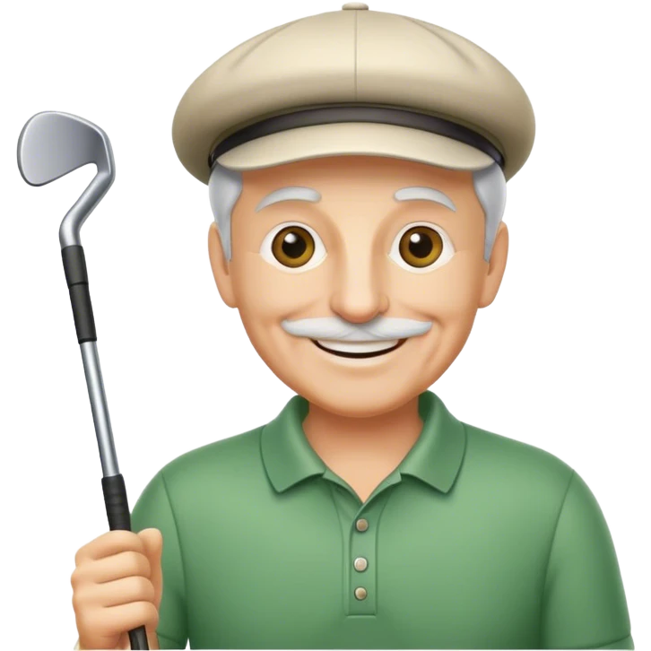 half figure old golf player with golf club emoji